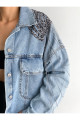 Omuz Apolet ve Zincir Detaylı Oversize Crop Denim Kot Ceket Omuz Apolet ve Zincir Detaylı Oversize Crop Denim Kot Ceket