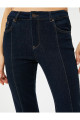 Kısa Ispanyol Paça Kot Pantolon Nervürlü Standart Bel - Flare Crop Jean