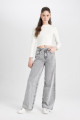 Wide Leg Yüksek Bel Uzun Jean Yıkamalı Pantolon D5596AX24WN Wide Leg Yüksek Bel Uzun Jean Yıkamalı Pantolon D5596AX24WN