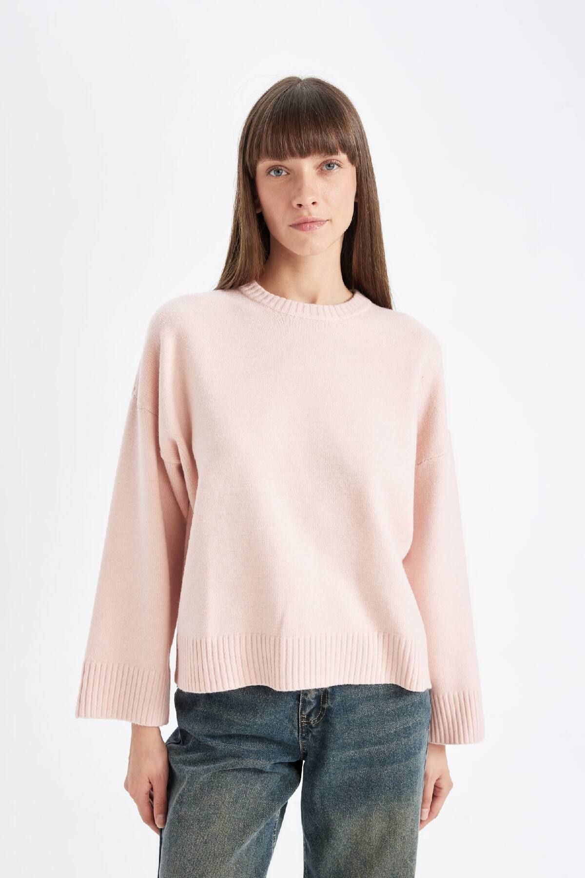 Oversize Geniş Kalıp Bisiklet Yaka Basic Düz Kazak D0036ax24wn Oversize Geniş Kalıp Bisiklet Yaka Basic Düz Kazak D0036ax24wn