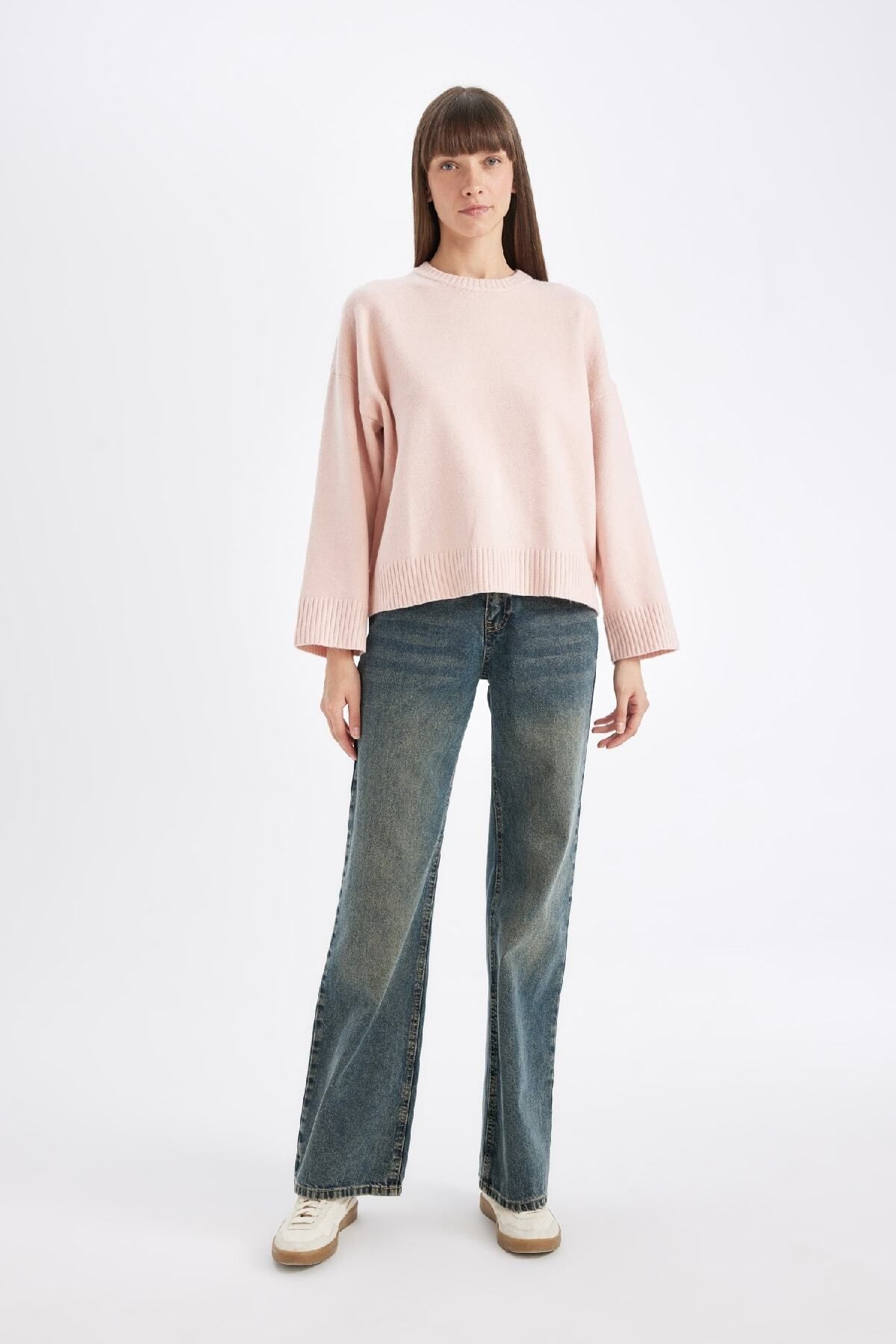Oversize Geniş Kalıp Bisiklet Yaka Basic Düz Kazak D0036ax24wn Oversize Geniş Kalıp Bisiklet Yaka Basic Düz Kazak D0036ax24wn