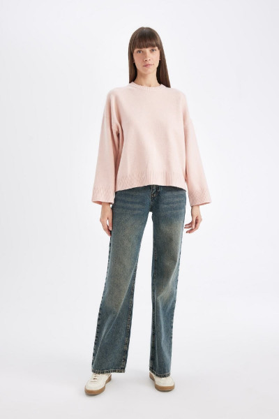 Oversize Geniş Kalıp Bisiklet Yaka Basic Düz Kazak D0036ax24wn Oversize Geniş Kalıp Bisiklet Yaka Basic Düz Kazak D0036ax24wn