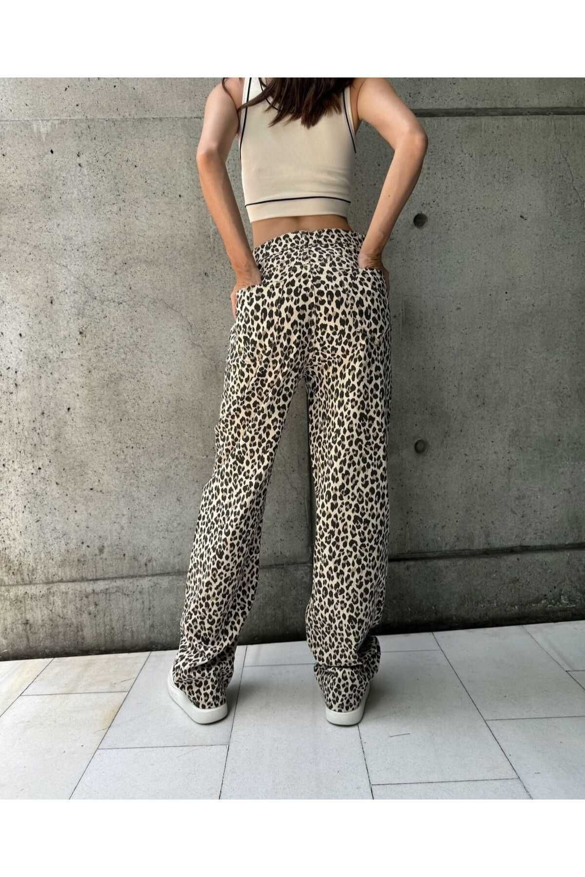 Leoparlı Jean Pantolon Leoparlı Jean Pantolon