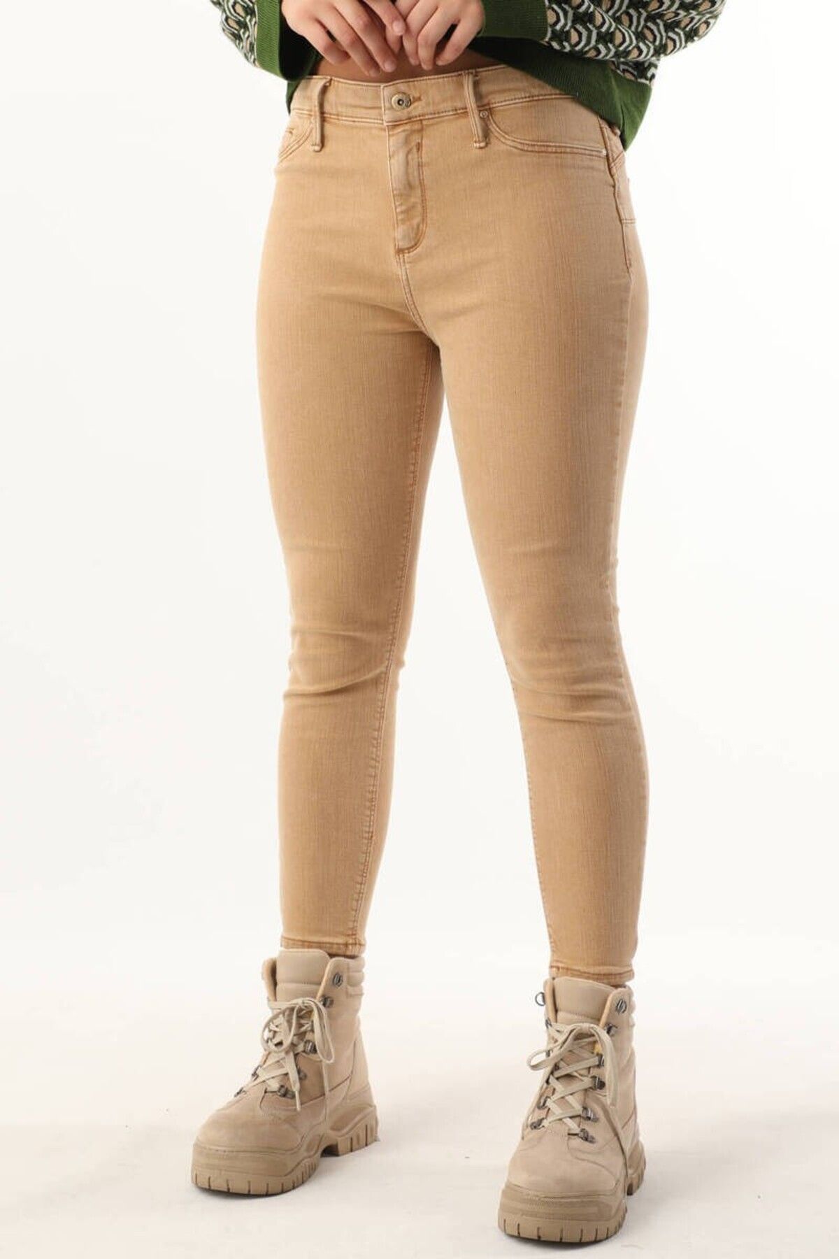 Kadın Yüksek Bel Jean Pantolon Camel Kadın Yüksek Bel Jean Pantolon Camel