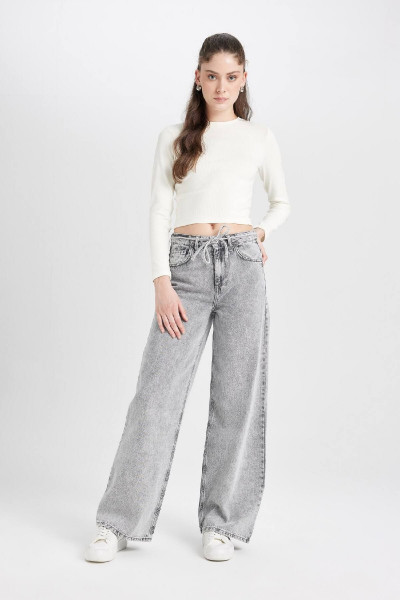 Wide Leg Yüksek Bel Uzun Jean Yıkamalı Pantolon D5596AX24WN Wide Leg Yüksek Bel Uzun Jean Yıkamalı Pantolon D5596AX24WN