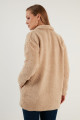 Oversize Suni Kürklü Gömlek Yaka Cepli Kışlık Ceket Ceket 42190487