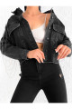 Omuz Apolet ve Zincir Detaylı Oversize Crop Denim Kot Ceket Omuz Apolet ve Zincir Detaylı Oversize Crop Denim Kot Ceket