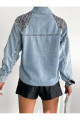Omuz Apolet ve Zincir Detaylı Oversize Crop Denim Kot Ceket Omuz Apolet ve Zincir Detaylı Oversize Crop Denim Kot Ceket