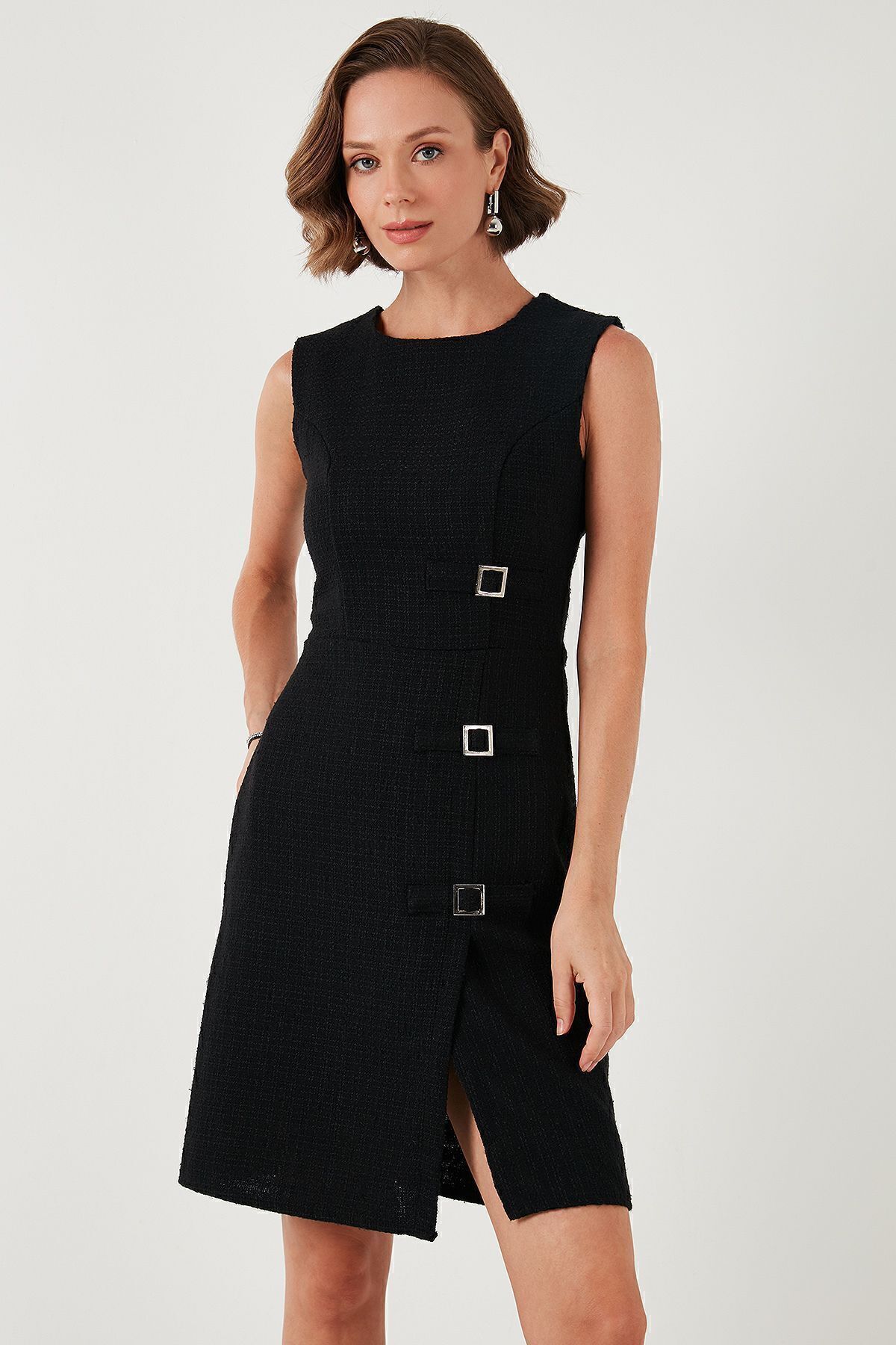 Regular Fit Yırtmaçlı Mini Tüvit Kalem Elbise ELBİSE 611EL594 Regular Fit Yırtmaçlı Mini Tüvit Kalem Elbise ELBİSE 611EL594