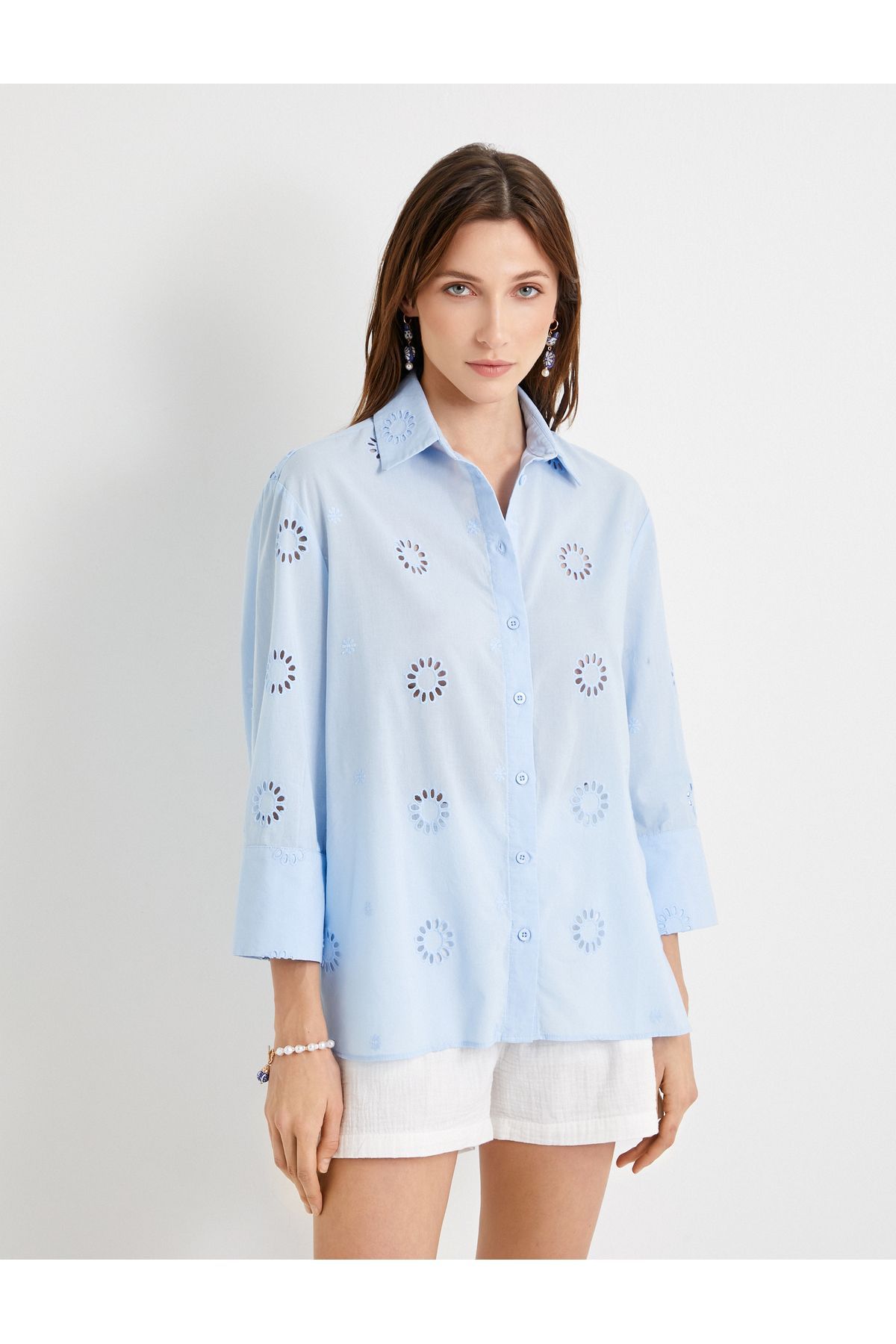 Oversize Fistolu Gömlek Uzun Kollu Pamuklu Oversize Fistolu Gömlek Uzun Kollu Pamuklu