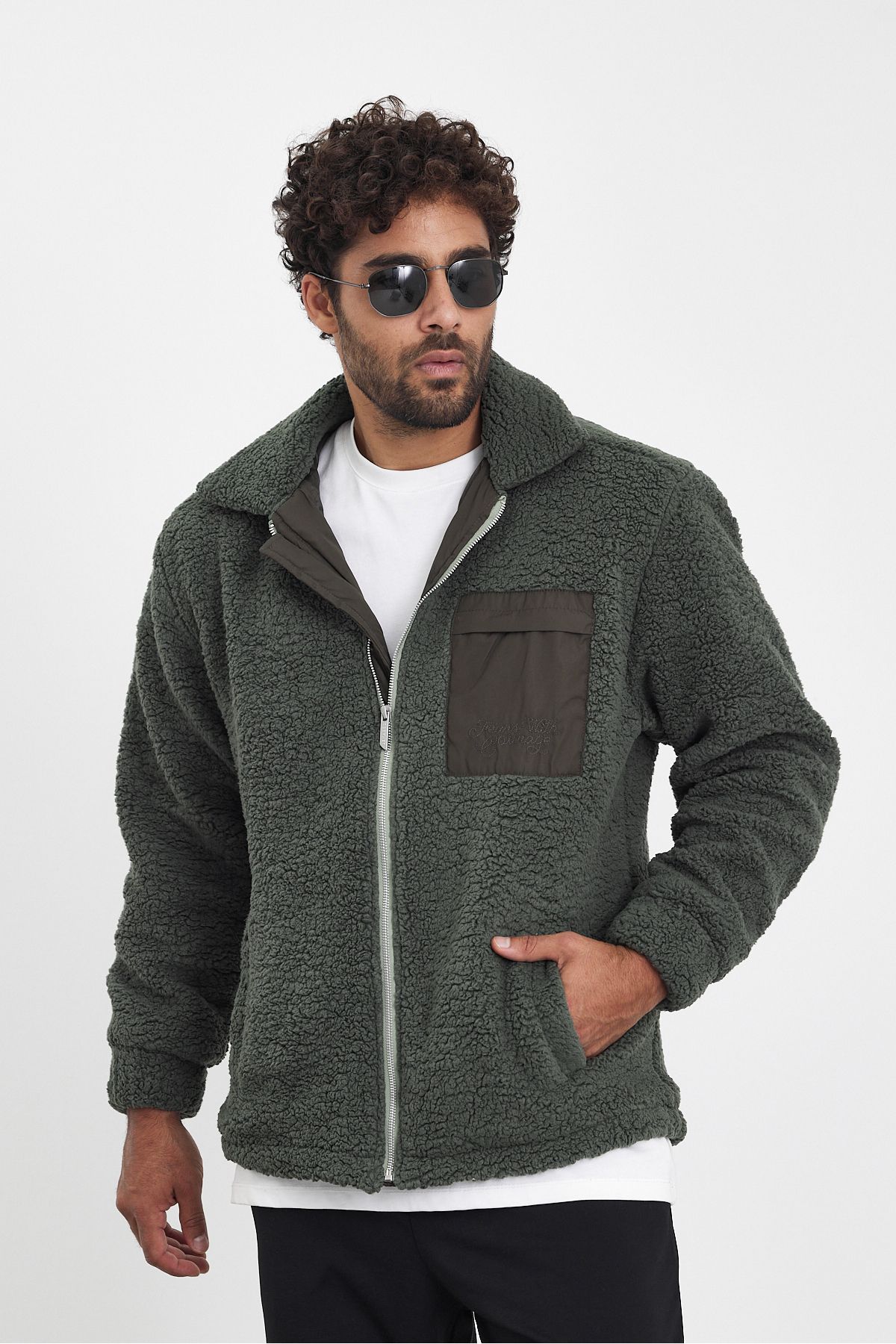 Unisex Ön Cep Peluş Mont Unisex Ön Cep Peluş Mont