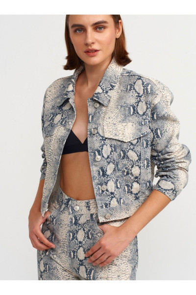 Yılan Desen Denim Ceket Yılan Desen Denim Ceket