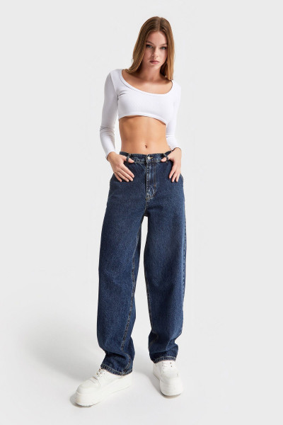 Kadın T.Kot Rengi 1w48 Skater Fit Bol kesim Denim