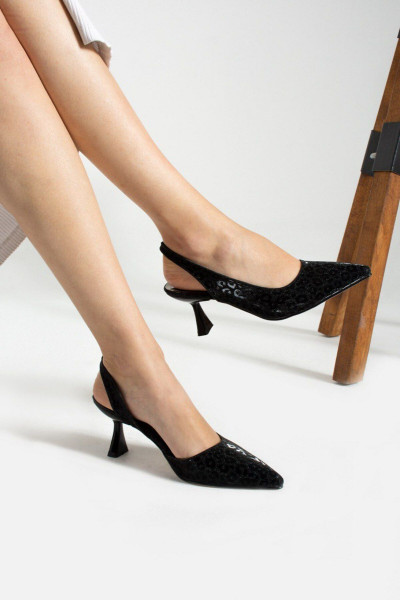 Kadın Sıyah Topuklu Stiletto Abiye Ayakkabı