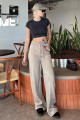 Vizon Beli Ayarlanabilir Geniş Paça Pantolon MG2089 Vizon Beli Ayarlanabilir Geniş Paça Pantolon MG2089