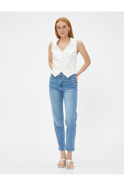 Yüksek Bel Kot Pantolon Hafif Dar Paça - Eve Jeans Yüksek Bel Kot Pantolon Hafif Dar Paça - Eve Jeans