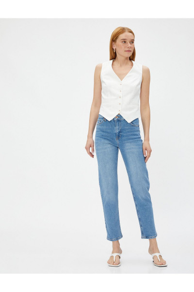 Yüksek Bel Kot Pantolon Hafif Dar Paça - Eve Jeans Yüksek Bel Kot Pantolon Hafif Dar Paça - Eve Jeans