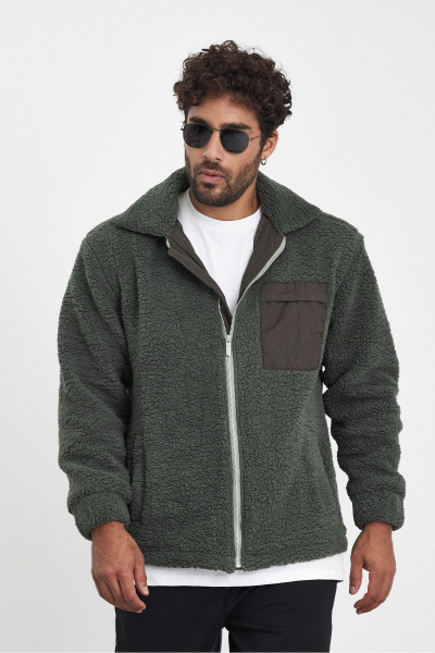 Unisex Ön Cep Peluş Mont