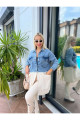 Saç Örgü Detaylı Triko Denim Ceket Saç Örgü Detaylı Triko Denim Ceket