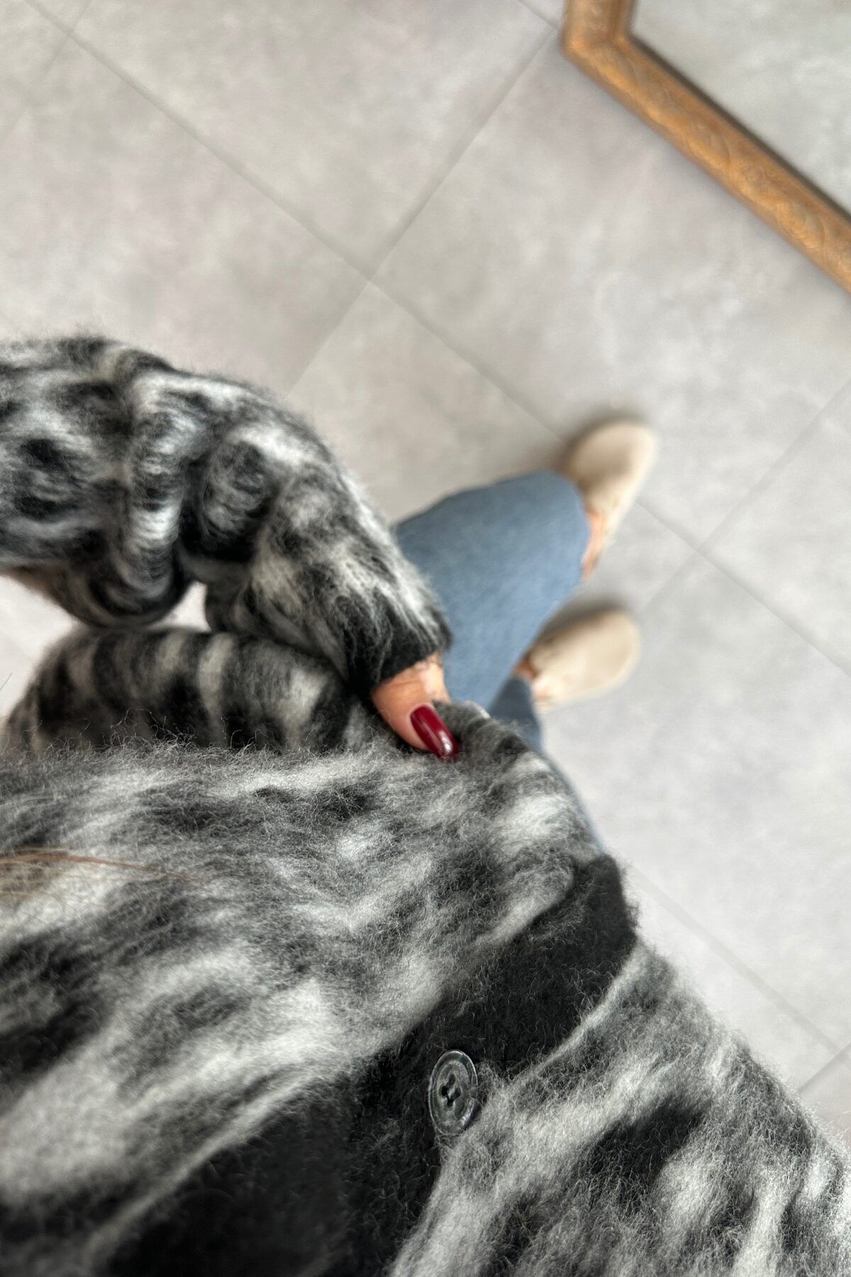 Marka model leopar desenli saçaklı hırka