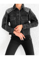 Omuz Apolet ve Zincir Detaylı Oversize Crop Denim Kot Ceket Omuz Apolet ve Zincir Detaylı Oversize Crop Denim Kot Ceket