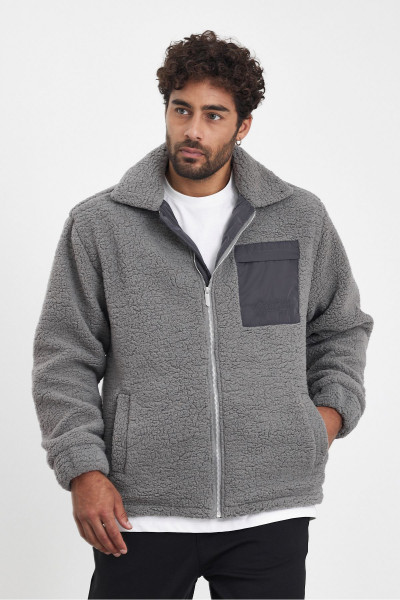 Unisex Ön Cep Peluş Mont