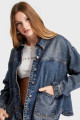 Kadın T.Kot Rengi Oversize Cepli Denim Ceket Kadın T.Kot Rengi Oversize Cepli Denim Ceket