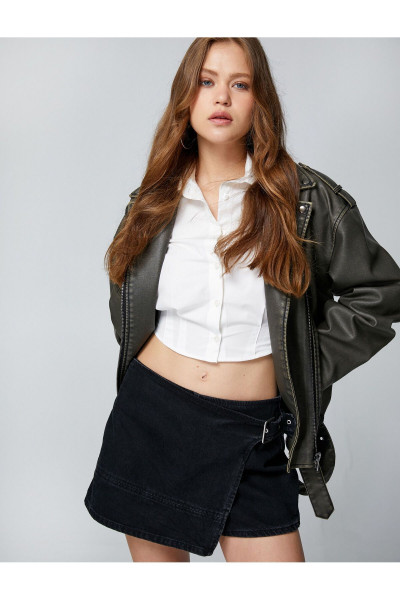 Tokalı Mini Kot Şort Etek