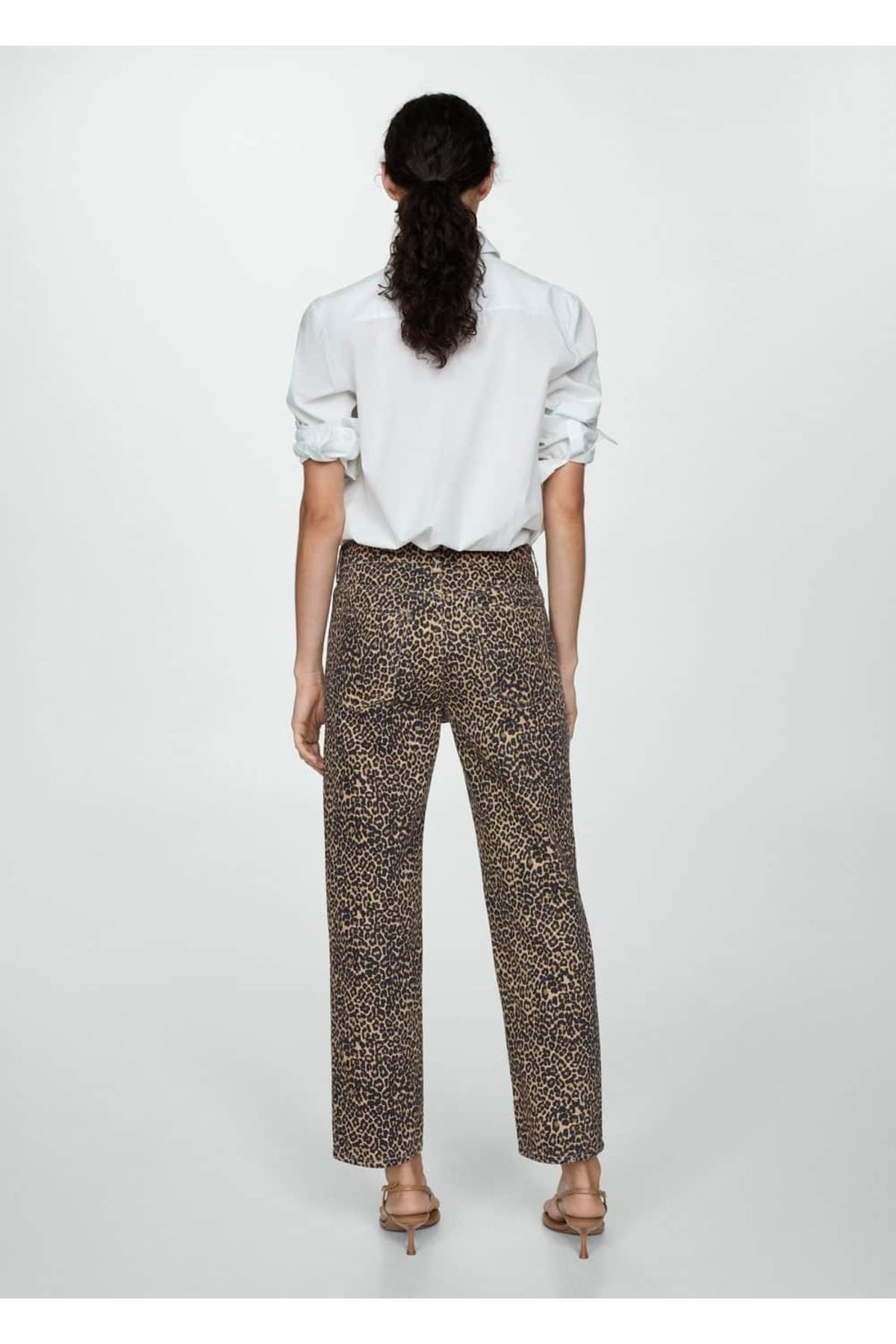 Leopar düz kesim jean