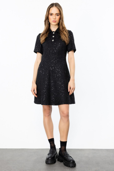 Kendinden Desenli Midi Boy Elbise Kendinden Desenli Midi Boy Elbise