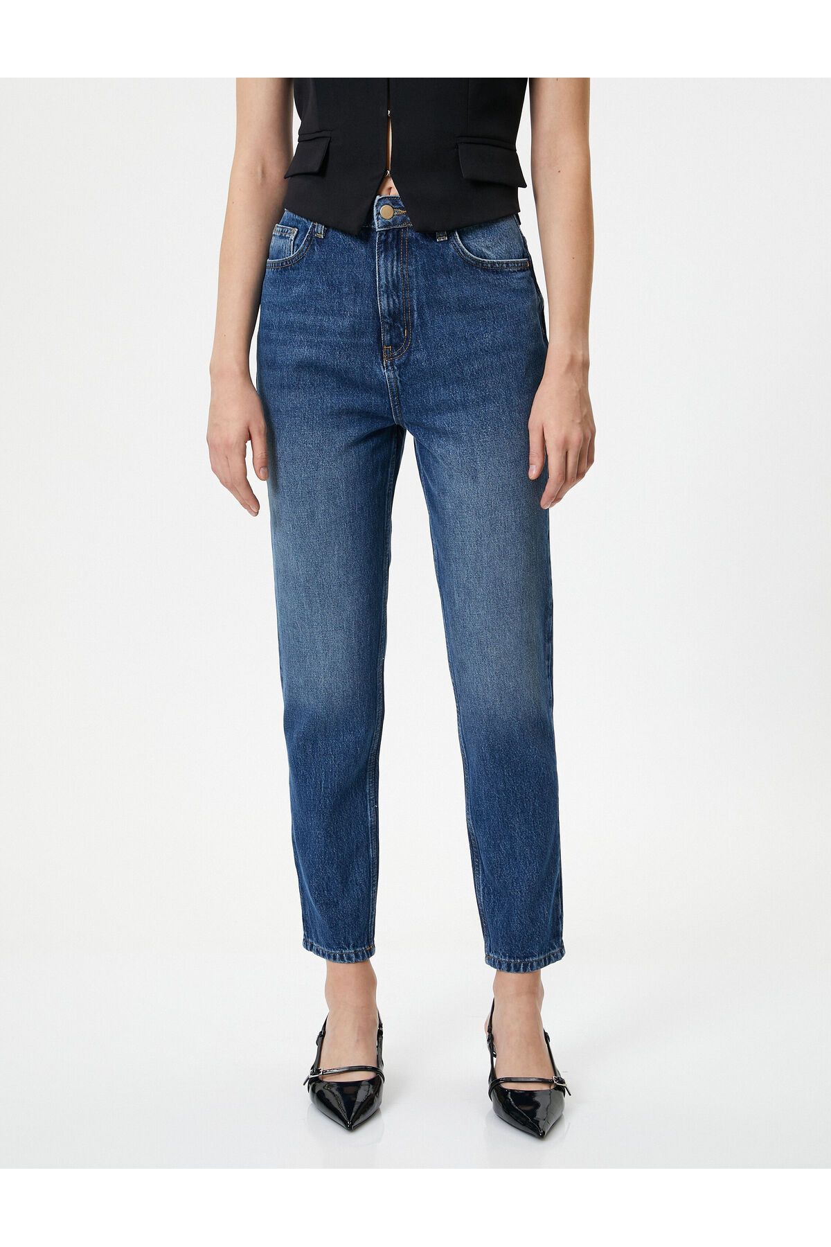 Yüksek Bel Mom Fit Kot Pantolon Kumaş Karışımlı - Mom Jean Yüksek Bel Mom Fit Kot Pantolon Kumaş Karışımlı - Mom Jean