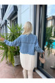 Saç Örgü Detaylı Triko Denim Ceket Saç Örgü Detaylı Triko Denim Ceket