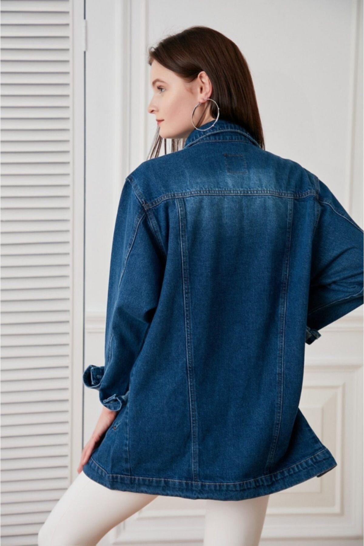 Salaş Boyfrend Koyu Mavi Oversize Kot Ceket Salaş Boyfrend Koyu Mavi Oversize Kot Ceket