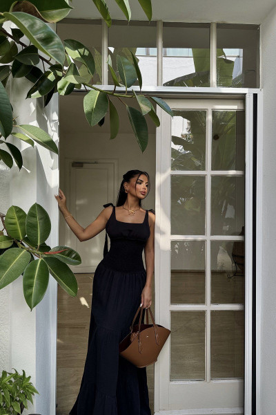 Siyah Celia Muslin Elbise Ate-1559 Siyah Celia Muslin Elbise Ate-1559