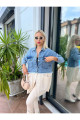 Saç Örgü Detaylı Triko Denim Ceket Saç Örgü Detaylı Triko Denim Ceket