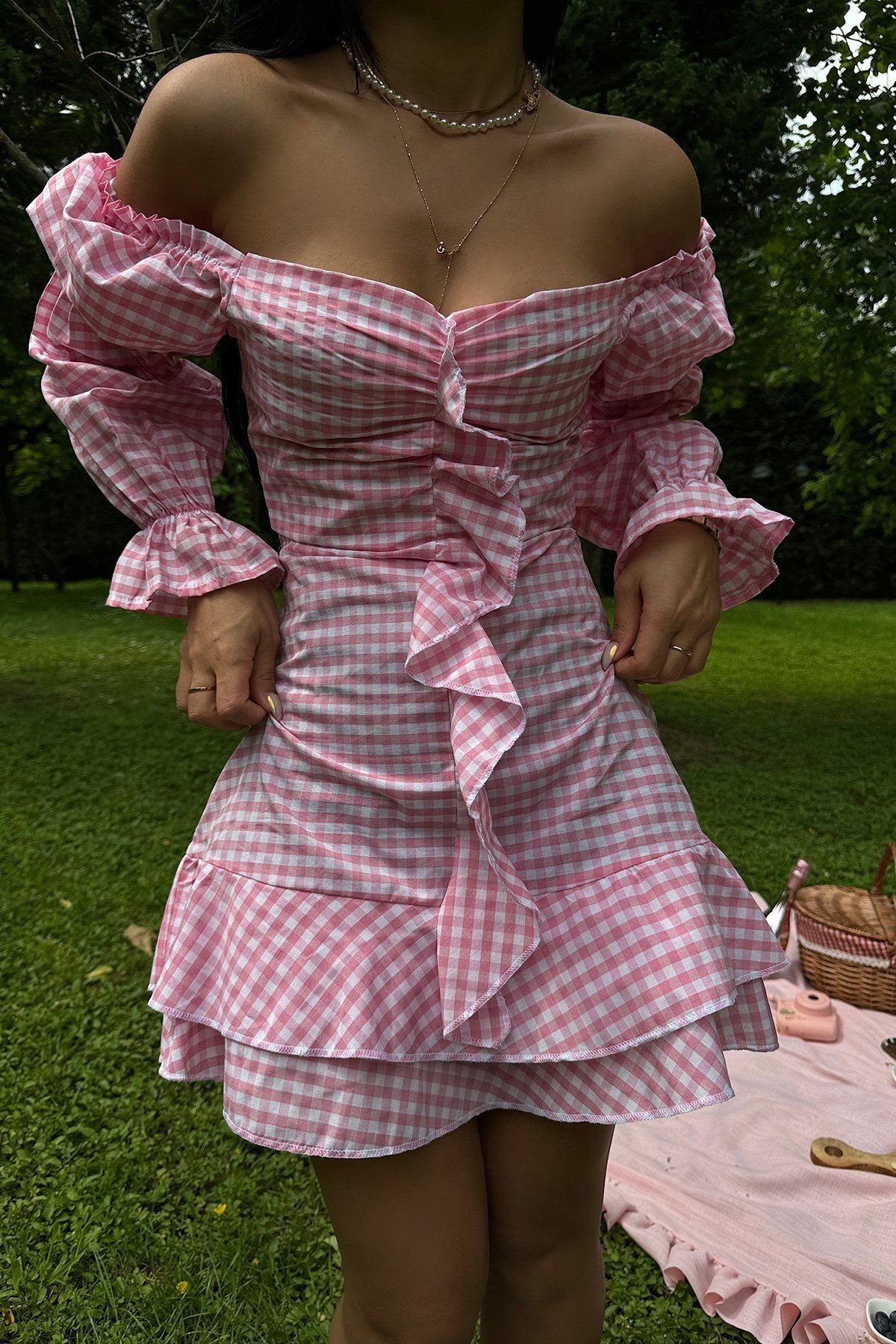 Pembe Jolanda Pötikare Elbise ATE-1079 Pembe Jolanda Pötikare Elbise ATE-1079