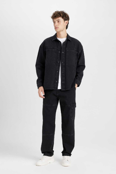 Oversize Geniş Kalıp Jean Uzun Kollu Basic Gömlek D5111ax24au Oversize Geniş Kalıp Jean Uzun Kollu Basic Gömlek D5111ax24au