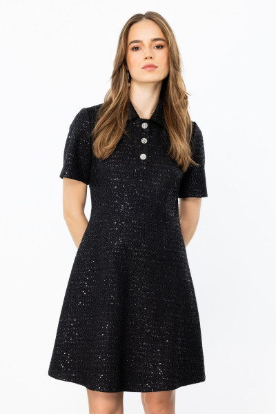 Kendinden Desenli Midi Boy Elbise