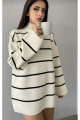 Kadın Siyah Dik Yaka Oversize Model Kazak Tunik