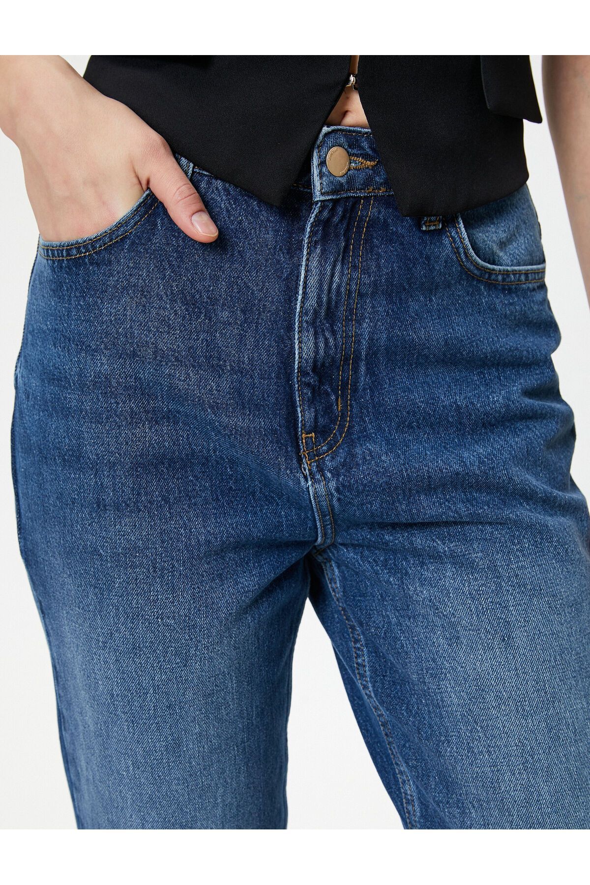 Yüksek Bel Mom Fit Kot Pantolon Kumaş Karışımlı - Mom Jean Yüksek Bel Mom Fit Kot Pantolon Kumaş Karışımlı - Mom Jean