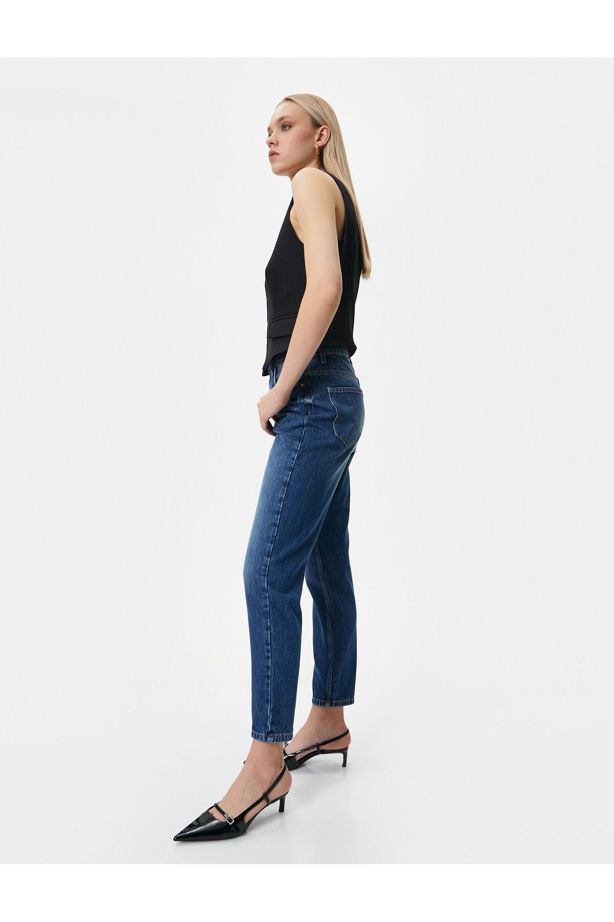 Yüksek Bel Mom Fit Kot Pantolon Kumaş Karışımlı - Mom Jean Yüksek Bel Mom Fit Kot Pantolon Kumaş Karışımlı - Mom Jean