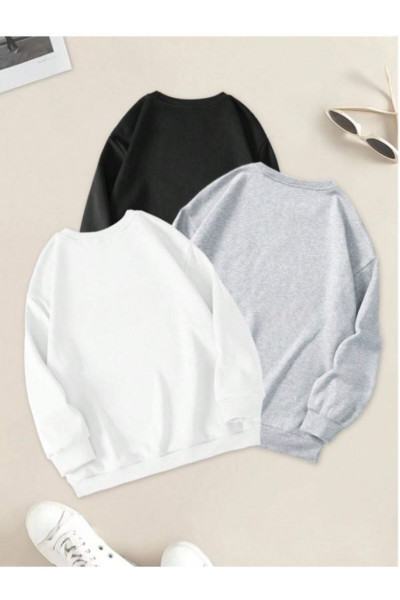 Unisex 3'lü Bisiklet Yaka Sweatshirt Unisex 3'lü Bisiklet Yaka Sweatshirt