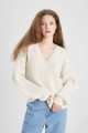 Okula Dönüş Oversize Geniş Kalıp V Yaka Basic Düz Triko Kazak Z7135az24wn Okula Dönüş Oversize Geniş Kalıp V Yaka Basic Düz Triko Kazak Z7135az24wn
