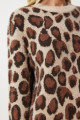 Leopar Desenli Sakallı Kısa Triko Kazak BEJ KAHVERENGİ LPF0060 Leopar Desenli Sakallı Kısa Triko Kazak BEJ KAHVERENGİ LPF0060