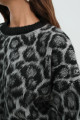 Leopar Desenli Siyah Sakallı Triko Kazak Leopar Desenli Siyah Sakallı Triko Kazak