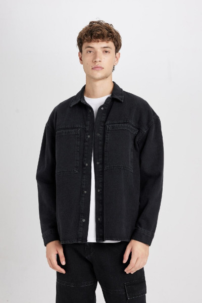 Oversize Geniş Kalıp Jean Uzun Kollu Basic Gömlek D5111ax24au Oversize Geniş Kalıp Jean Uzun Kollu Basic Gömlek D5111ax24au