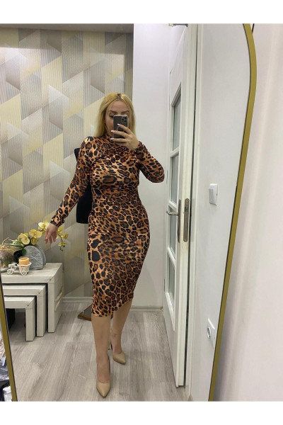 Sandy Desenli Kalem Elbise Leopar Sandy Desenli Kalem Elbise Leopar