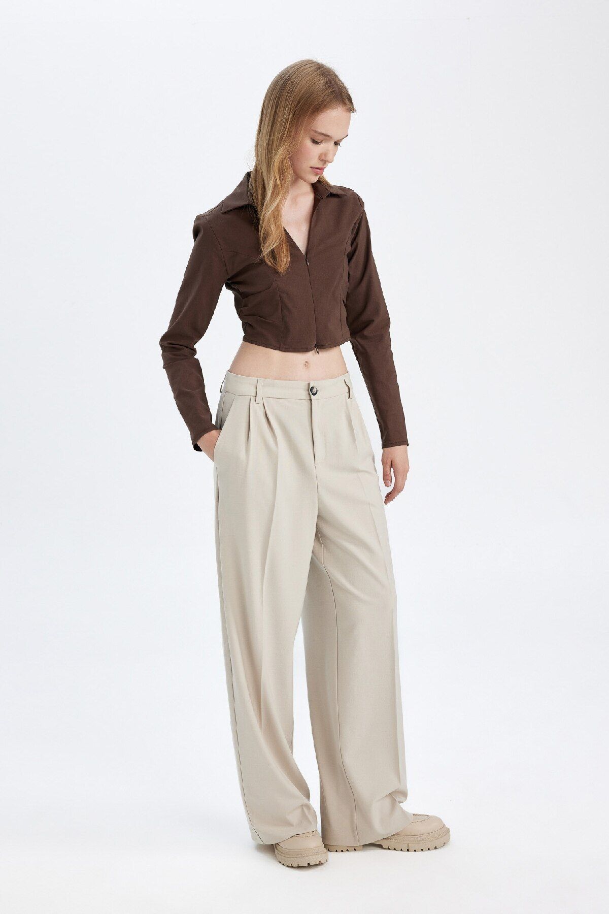 Klasik Pantolon Wide Leg Geniş Bol Paça Fleto Cepli Yüksek Bel Standart Boy Basic Düz D8150ax24au Klasik Pantolon Wide Leg Geniş Bol Paça Fleto Cepli Yüksek Bel Standart Boy Basic Düz D8150ax24au
