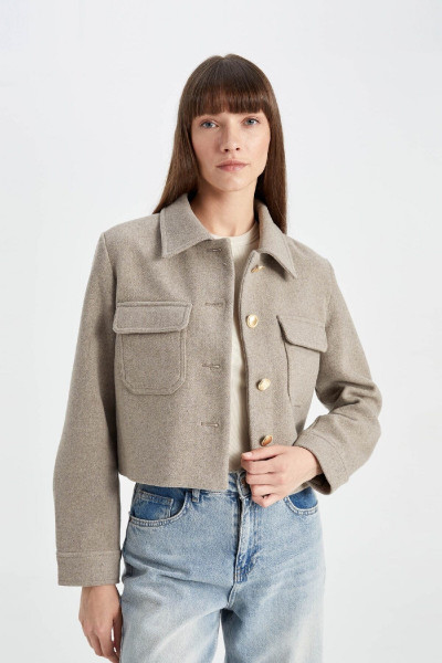 Regular Fit Polo Yaka Düğmeli Cepli Yünlü Kısa Kaşe Mont C9644ax24wn Regular Fit Polo Yaka Düğmeli Cepli Yünlü Kısa Kaşe Mont C9644ax24wn