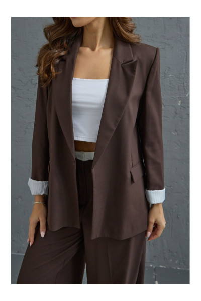 Kahve Kol Detaylı Blazer Ceket Kahve Kol Detaylı Blazer Ceket